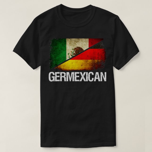 T-shirt Demi-allemand demi-drapeau mexicain Germexicaine H (Design devant)