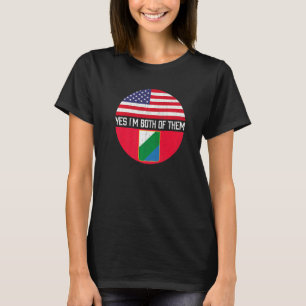 T-shirt Demi-américain demi-Abruzzes Usa Drapeau Famille H