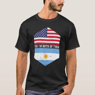 T-shirt Demi-Américain Demi-Argentine USA Drapeau Argentin