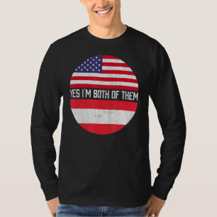 T-shirt Demi-Américain Demi-Autrichien États-Unis Drapeau