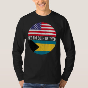 T-shirt Demi-Américain Demi-Bahamian Usa Drapeau Famille H