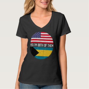 T-shirt Demi-Américain Demi-Bahamian Usa Drapeau Famille H