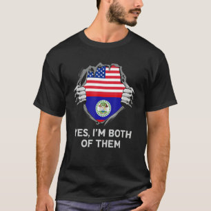 T-shirt Demi-américain Demi-bélizien Drapeau USA Belize Ho