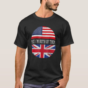 T-shirt Demi-Américain Demi-Britannique Drapeau Usa Royaum
