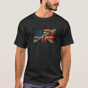 T-shirt Demi-Américain Demi-Britannique USA UK Drapeau Oui