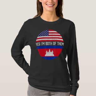 T-shirt Demi-Américain Demi-Cambodgien Drapeau Famille Hér