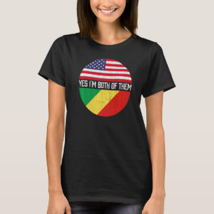 T-shirt Demi-Américain Demi-Congolais Usa Drapeau Hérit Fa