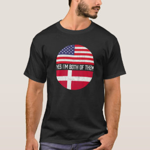 T-shirt Demi-Américain Demi-Danois Usa Drapeau Patrimoine