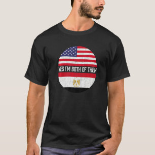 T-shirt Demi-Américain Demi-Égyptien Usa Drapeau Famille H