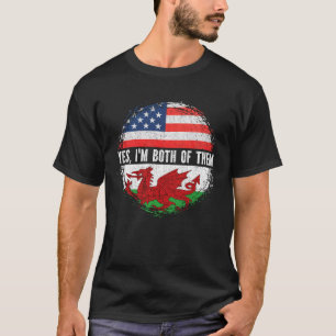 T-shirt Demi-Américain Demi-Gallois USA Drapeau Pays de Ga