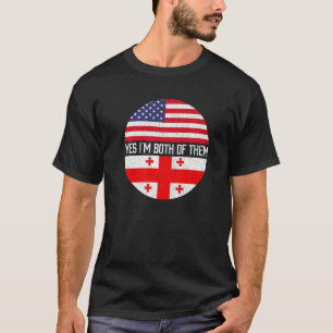 T-shirt Demi-Américain Demi-Géorgien Usa Drapeau Famille H