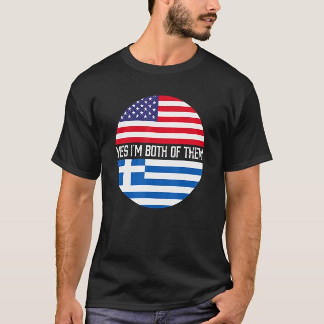T-shirt Demi-Américain demi-grec Usa Drapeau Patrimoine de (Devant)