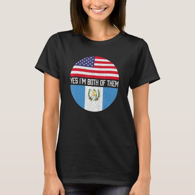 T-shirt Demi-Américain Demi-Guatémaltèque Usa Drapeau Fami (Devant)