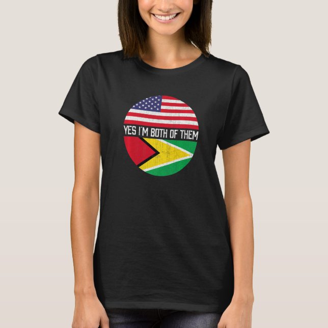 T-shirt Demi-Américain Demi-Guyanais Drapeau américain Her (Devant)