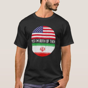 T-shirt Demi-Américain Demi-Iranien Usa Drapeau Famille Hé