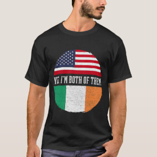T-shirt Demi-Américain Demi-Irlandais USA Drapeau Irlande
