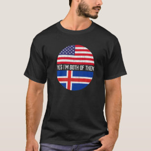 T-shirt Demi-Américain Demi-Islandais Usa Drapeau Famille