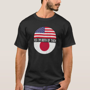 T-shirt Demi-Américain Demi-Japonais Usa Drapeau Famille H