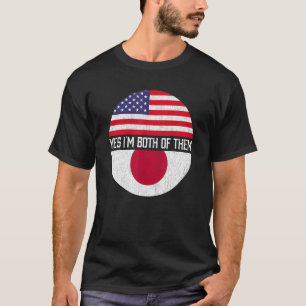 T-shirt Demi-Américain Demi-Japonais Usa Drapeau Famille H