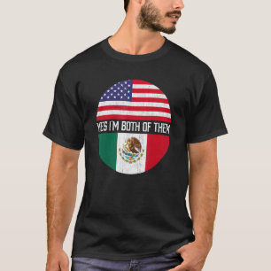 T-shirt Demi-Américain Demi-Mexicain Usa Drapeau Famille H