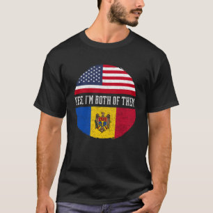 T-shirt Demi-Américain Demi-Moldave USA Drapeau Moldavie H