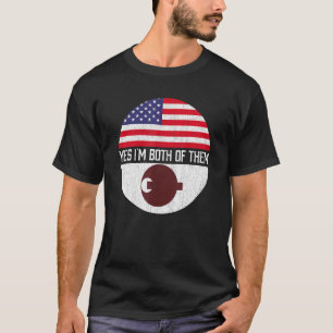 T-shirt Demi-Américain Demi-Nara Usa Drapeau Patrimoine de
