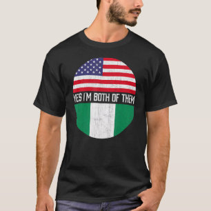 T-shirt Demi-Américain Demi-Nigérian Usa Drapeau Famille H