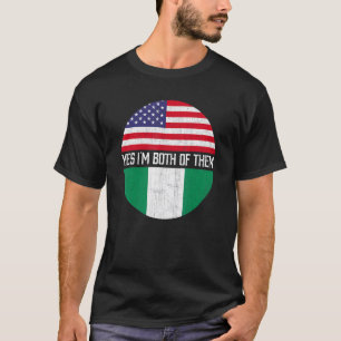 T-shirt Demi-Américain Demi-Nigérian Usa Drapeau Famille H
