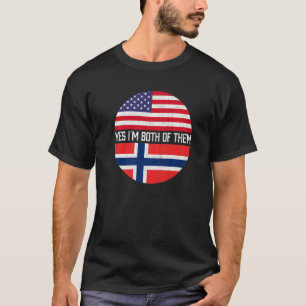 T-shirt Demi-Américain Demi-Norvégien Usa Drapeau Hérit Fa