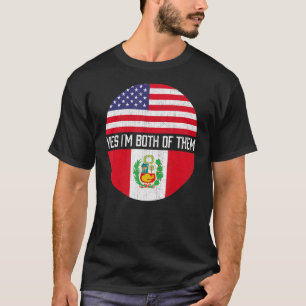 T-shirt Demi-Américain Demi-Péruvien Drapeau Famille Herit