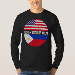T-shirt Demi-américain demi-philippin Usa Drapeau famille 