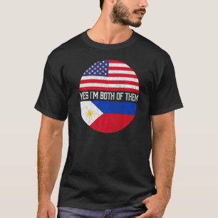 T-shirt Demi-américain demi-philippin Usa Drapeau famille