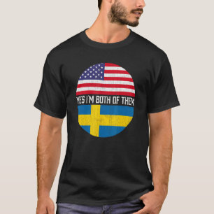 T-shirt Demi-Américain Demi-Suédois Usa Drapeau Famille Hé
