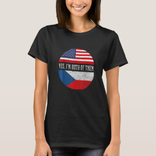 T-shirt Demi-américain Demi-tchèque Drapeau USA République