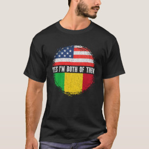 T-shirt Demi-Américain Malien USA Drapeau Mali Patrimoine