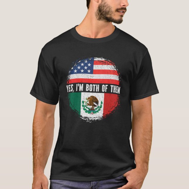 T-shirt Demi-Américain Mexique USA Drapeau Mexique (Devant)