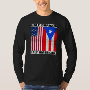 T-shirt Demi-Américain moitié Boricua Puertorican USA Puer
