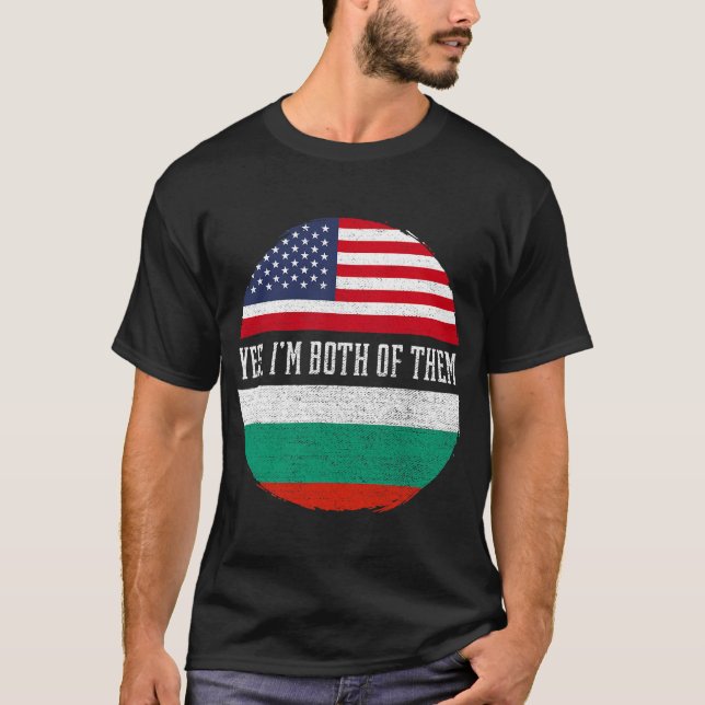T-shirt Demi-Américain moitié Bulgare USA Drapeau Bulgarie (Devant)