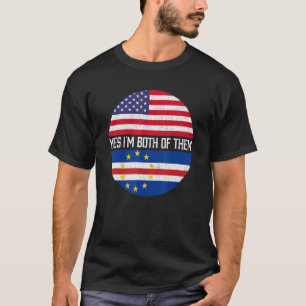 T-shirt Demi-Américain moitié Cap Verdien États-Unis Famil