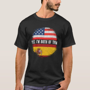 T-shirt Demi-Américain Moitié Espagnol USA Drapeau Espagne