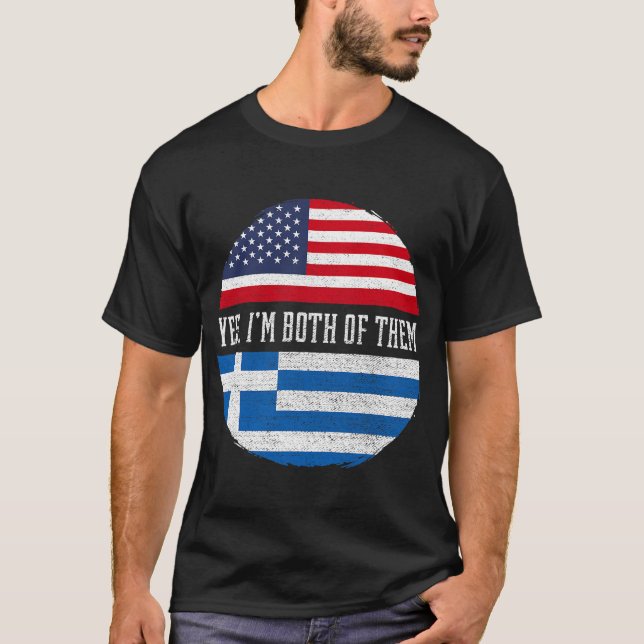 T-shirt Demi-Américain moitié grecque États-Unis Drapeau G (Devant)