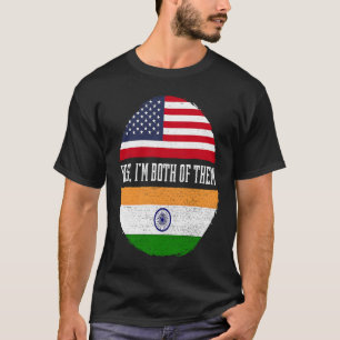 T-shirt Demi-Américain moitié Indien USA Drapeau Inde Patr