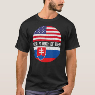 T-shirt Demi-américain moitié slovaque Usa Drapeau Patrimo