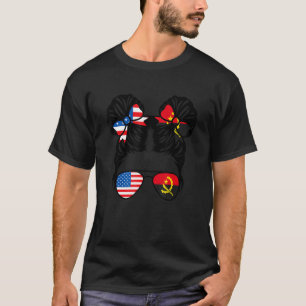 T-shirt Demi-Américaine Demi-Angolaise Fille USA Angola Dr