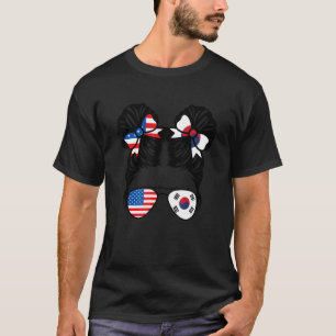 T-shirt Demi-Américaine Sud-Coréen fille USA Corée du Sud 
