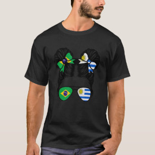 T-shirt Demi-Brésilienne moitié Uruguayenne fille Brésil e
