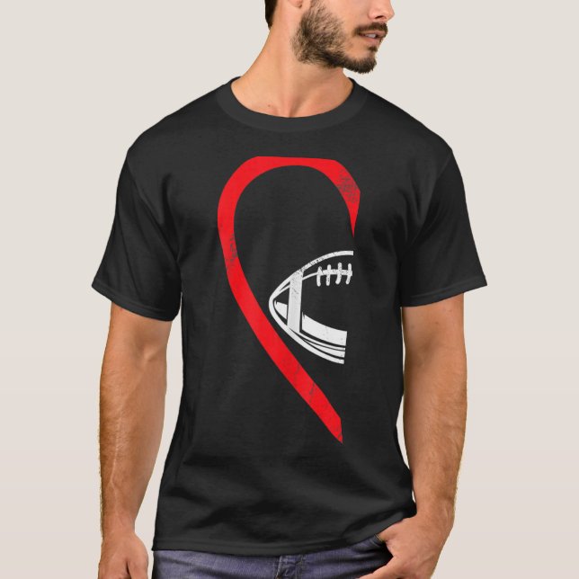 T-shirt Demi-Coeur Football Américain Couple Côté Gauche (Devant)