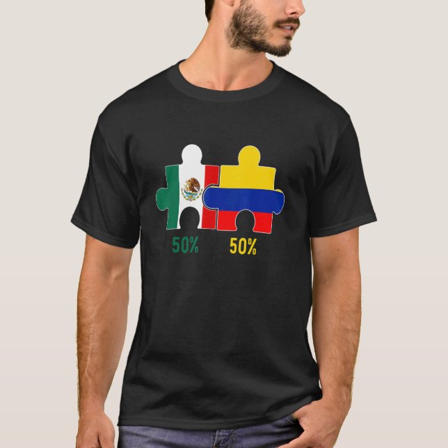 T-shirt Demi-Colombien - Carte du Drapeau Mexicain ADN Mex (Devant)