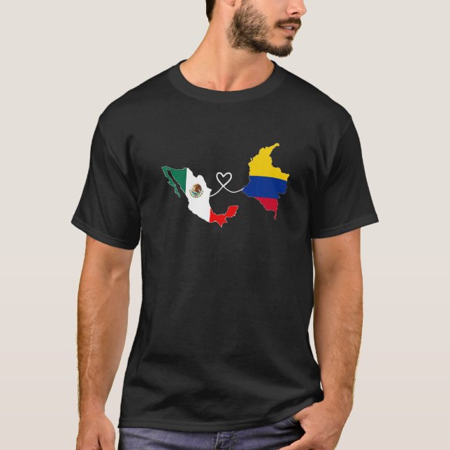 T-shirt Demi-Colombien - Carte du Drapeau Mexicain Adn Mex (Devant)