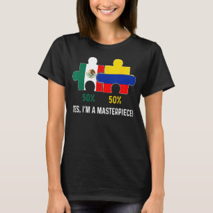 T-shirt Demi-Colombien - Carte du Drapeau Mexicain ADN Mex
